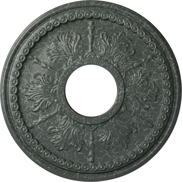 Ekena Millwork Tirana Medallion (Canopies up to 4 3/4"), 13 7/8"OD x 3 3/4"ID x 1 1/4"P, Athenian Green Crackle CM13TIAGC - main